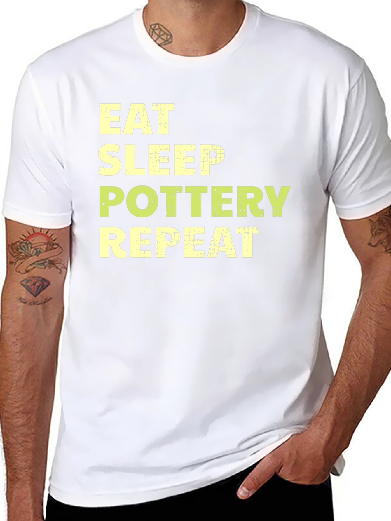 Eat Sleep Pottery Repeat T-Shirt Black Graphic Tee