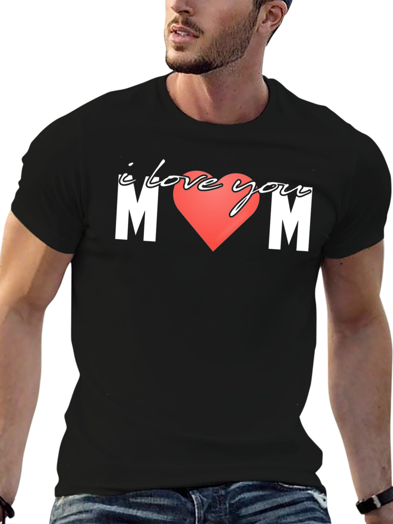 I Love You Mom T-Shirt Black Cotton Tee