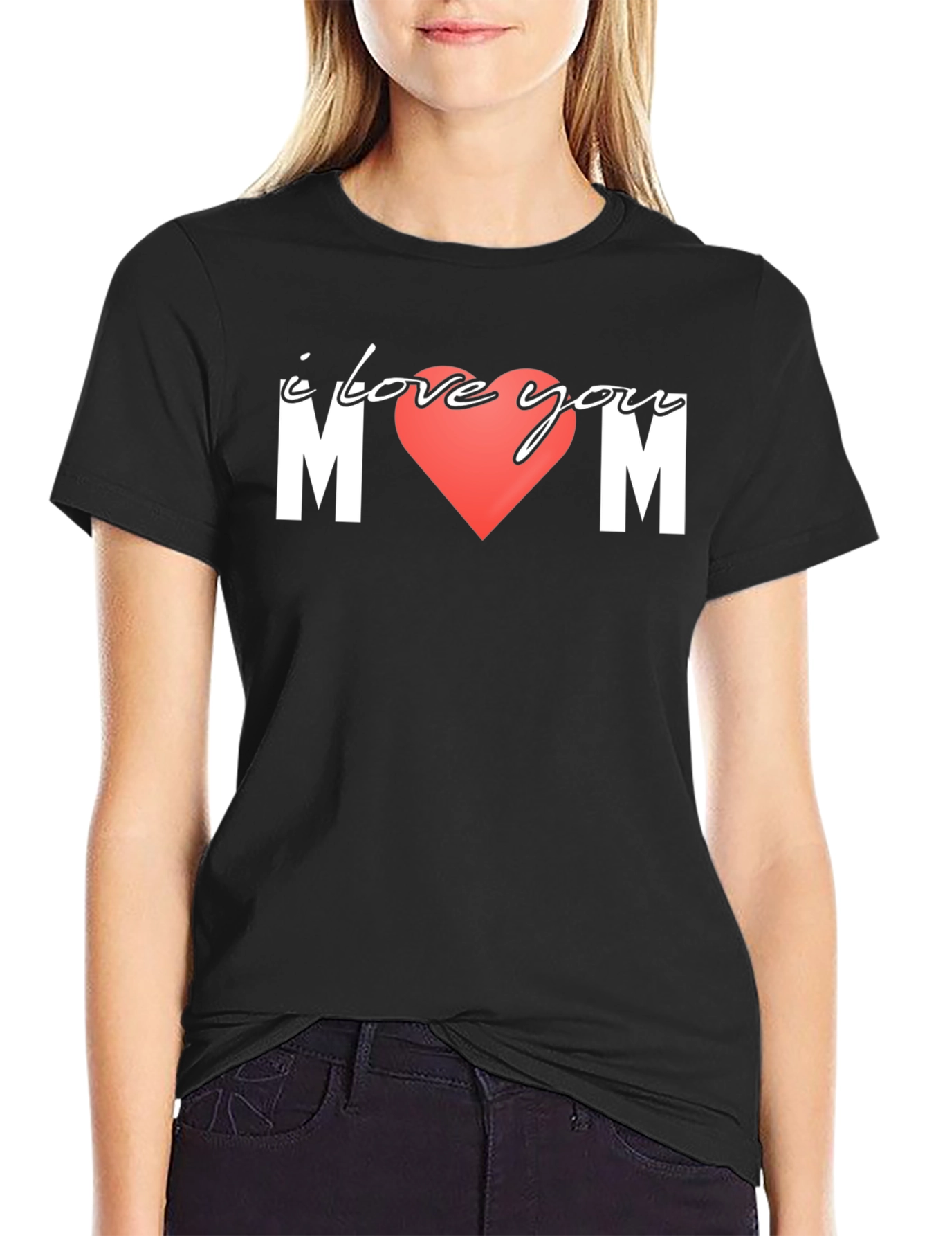 I Love You Mom T-Shirt Black Cotton Tee