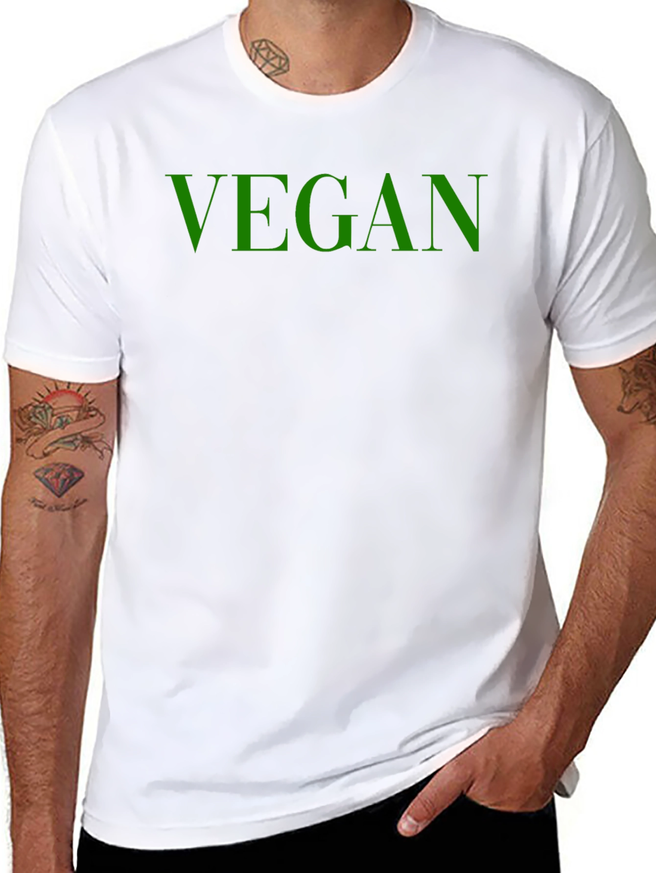 Vegan Graphic Tee - Soft Cotton Bold Green Print