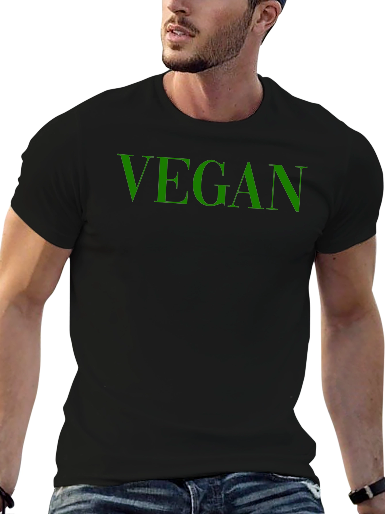 Vegan Graphic Tee - Soft Cotton Bold Green Print