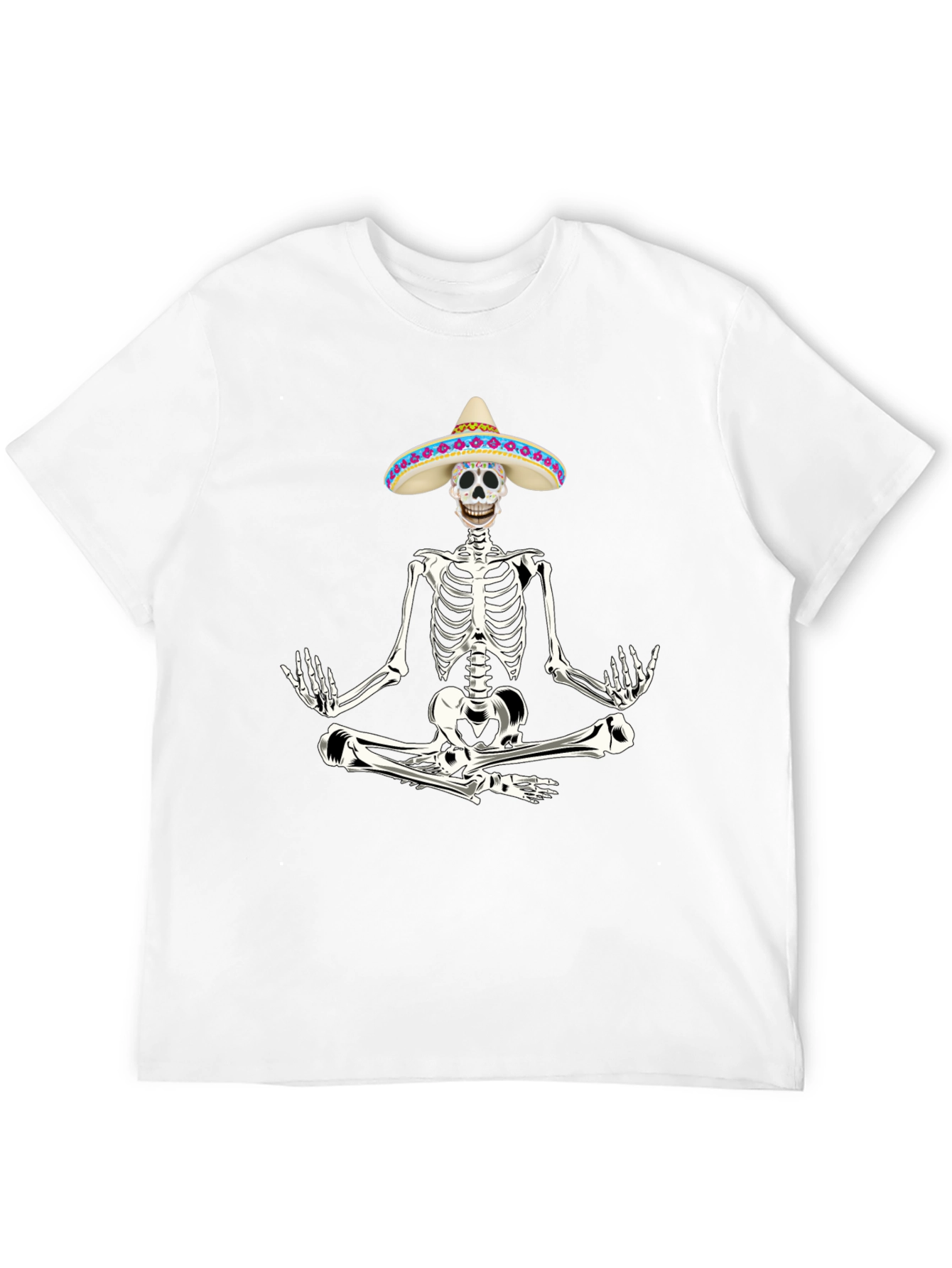 Meditating Skeleton in Sombrero T-Shirt