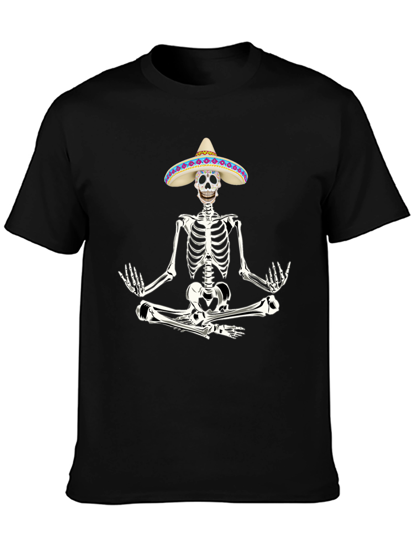 Meditating Skeleton in Sombrero T-Shirt