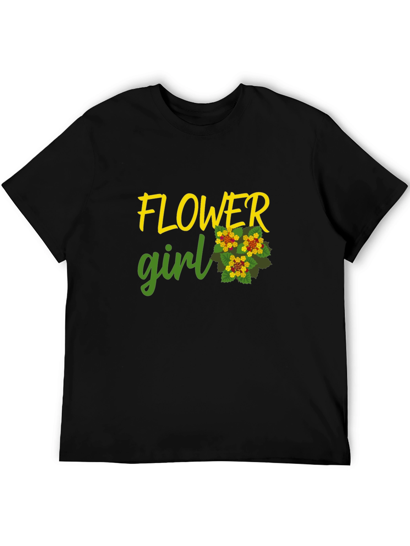 Flower Girl Graphic Tee - Black Cotton Casual Shirt
