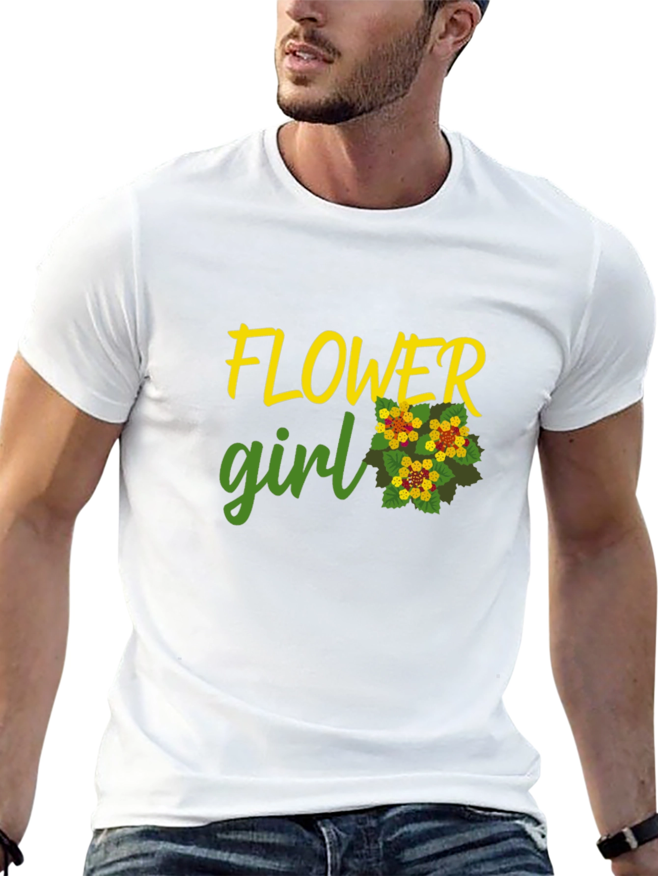 Flower Girl Graphic Tee - Black Cotton Casual Shirt