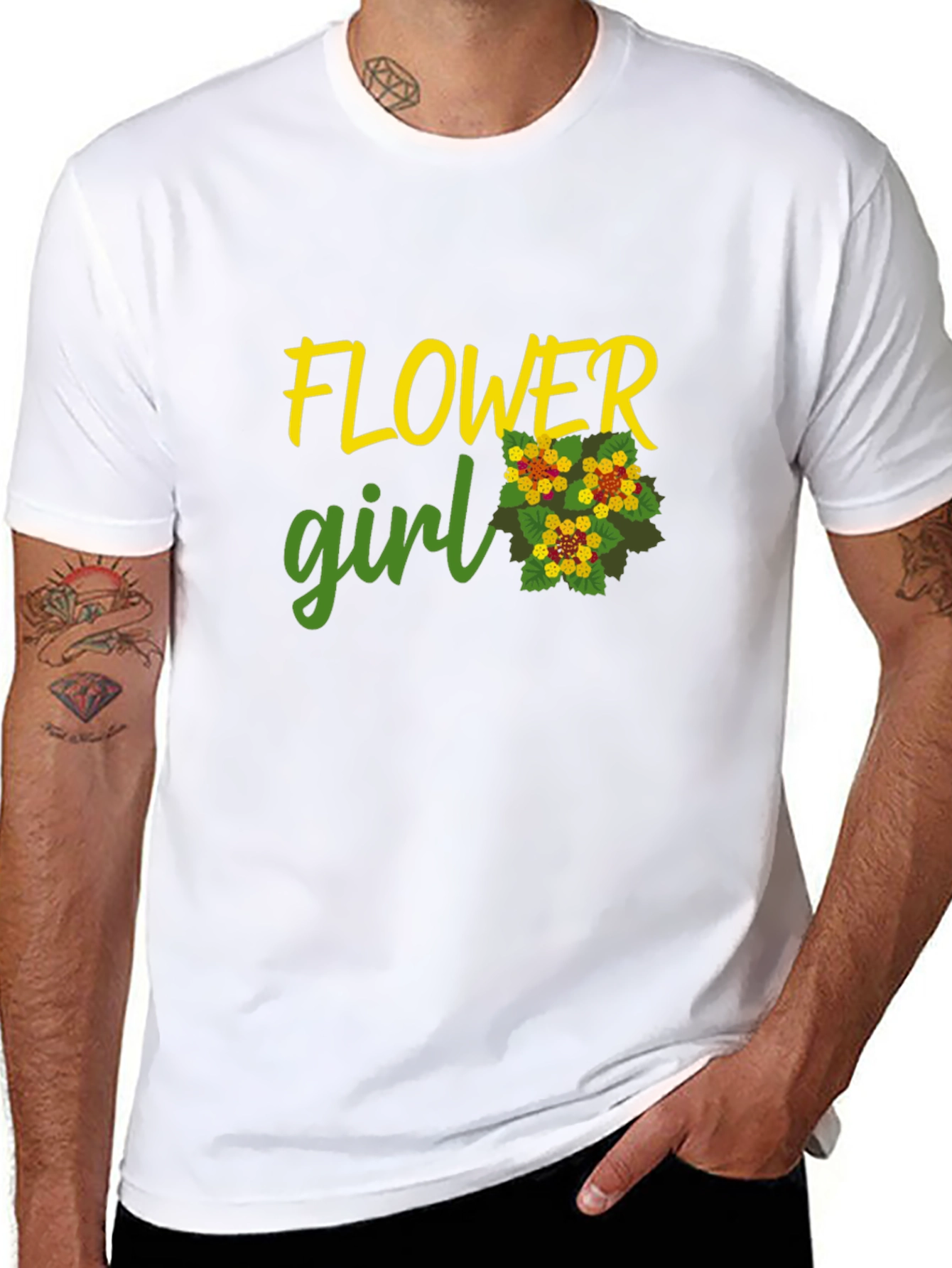 Flower Girl Graphic Tee - Black Cotton Casual Shirt