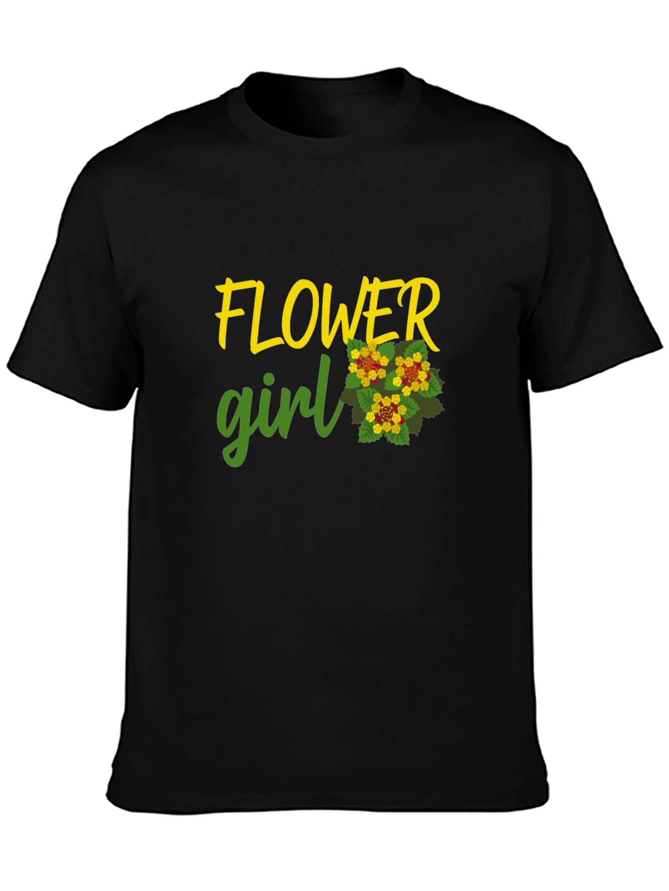 Flower Girl Graphic Tee - Black Cotton Casual Shirt