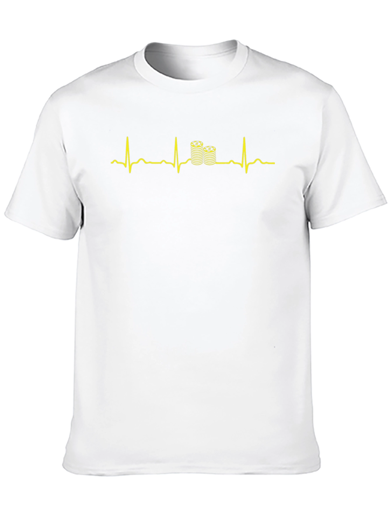 Poker Chip Heartbeat T-Shirt - Black Cotton Tee