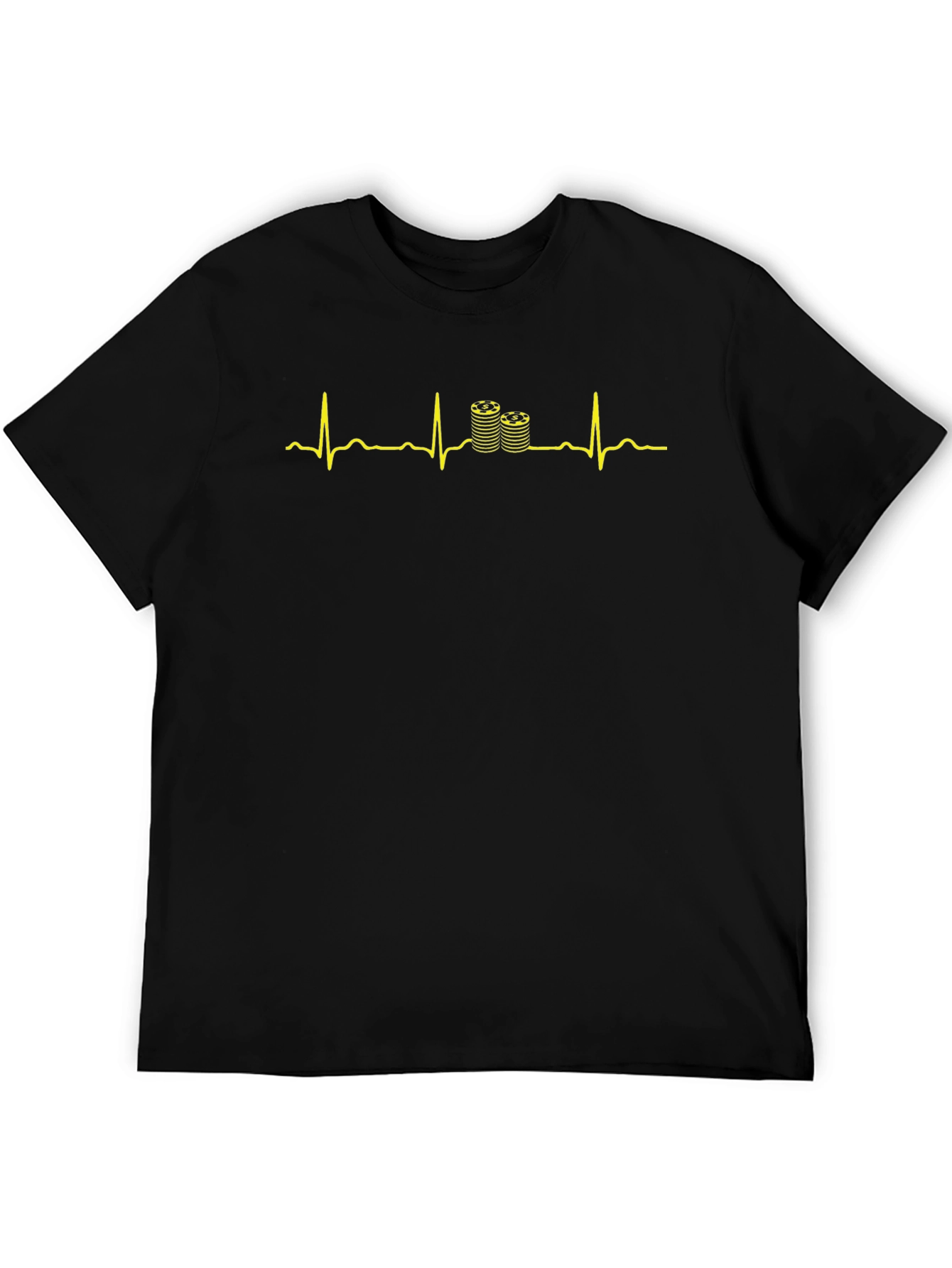Poker Chip Heartbeat T-Shirt - Black Cotton Tee