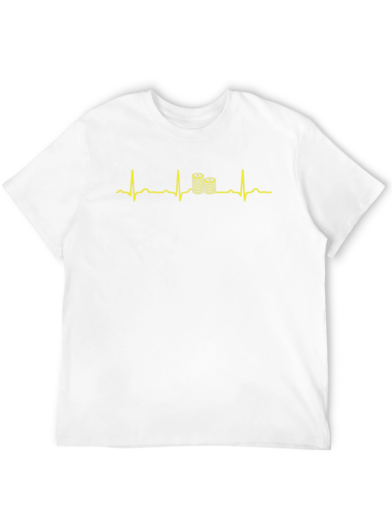Poker Chip Heartbeat T-Shirt - Black Cotton Tee