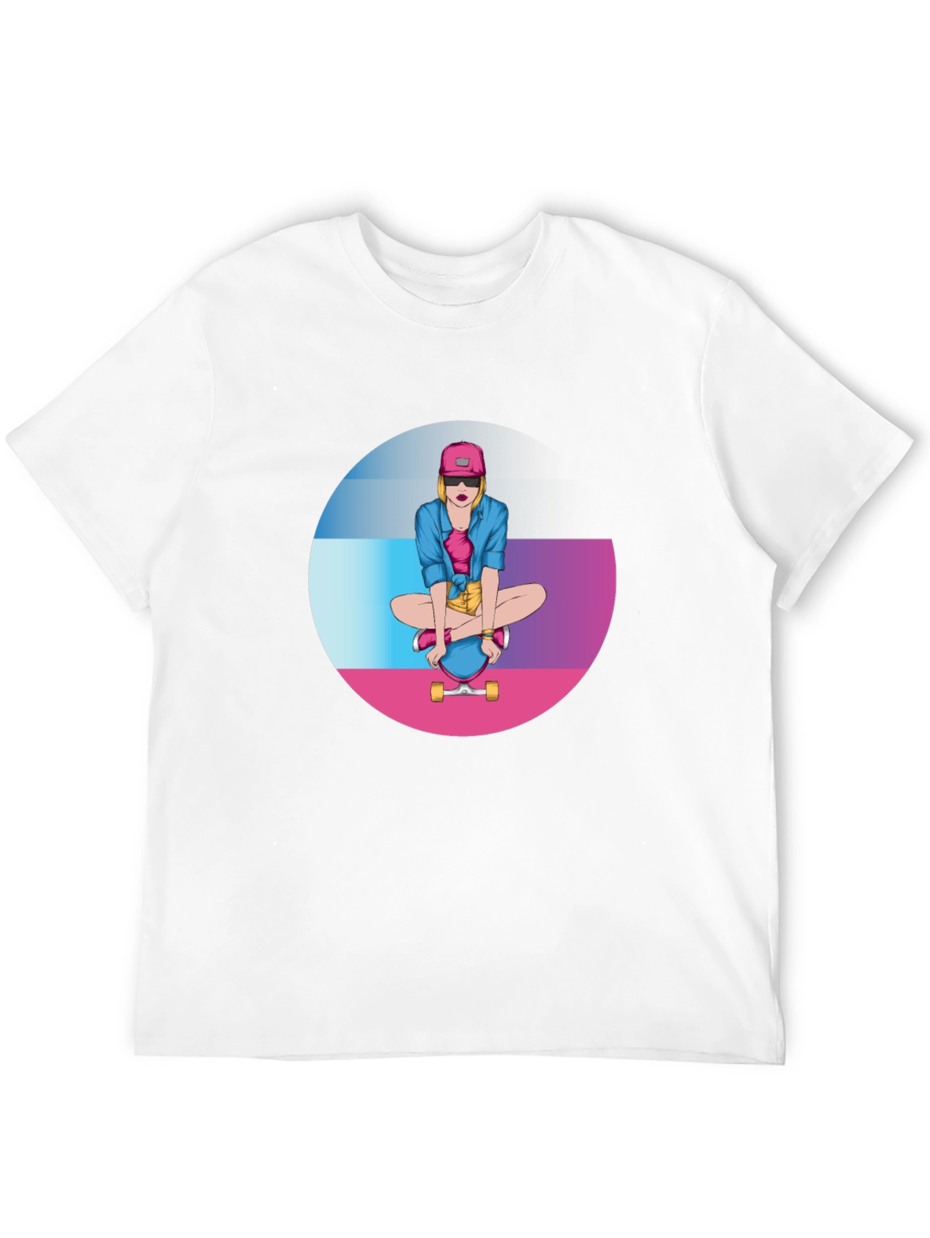 Skater Girl Graphic Tee - Black Cotton Blend T-Shirt