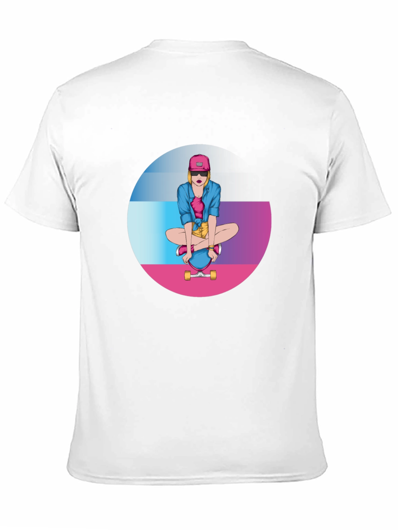 Skater Girl Graphic Tee - Black Cotton Blend T-Shirt