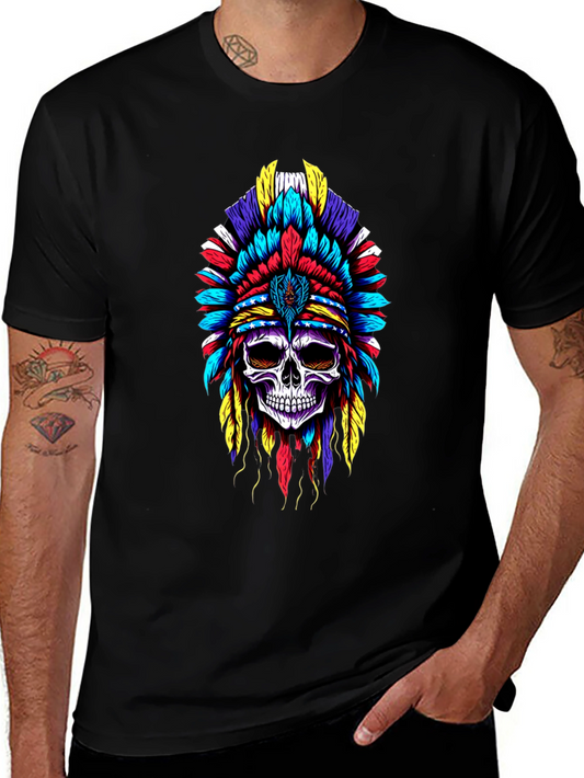 Skull Headdress T-Shirt - Colorful Graphic Tee