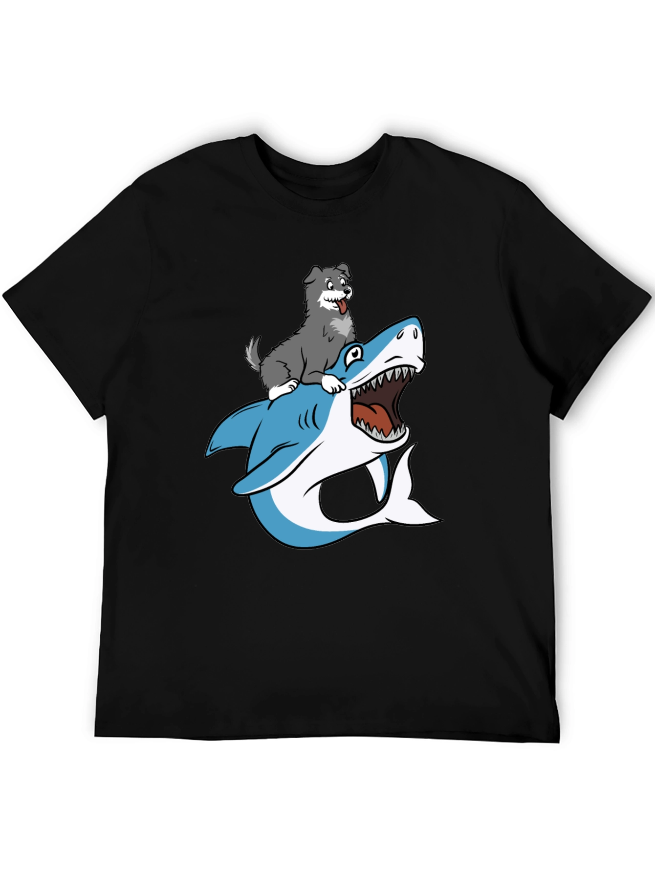 Dog Riding Shark Graphic Tee