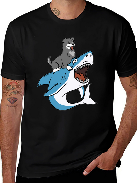 Dog Riding Shark Graphic Tee