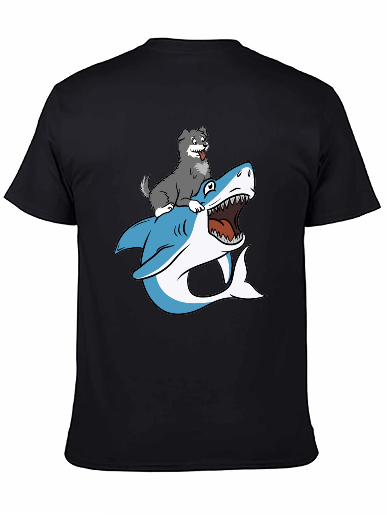 Dog Riding Shark Graphic Tee