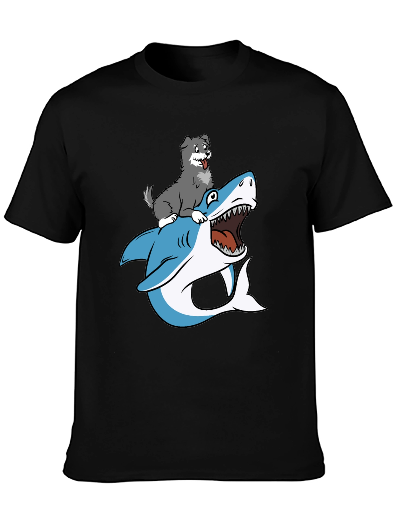 Dog Riding Shark Graphic Tee