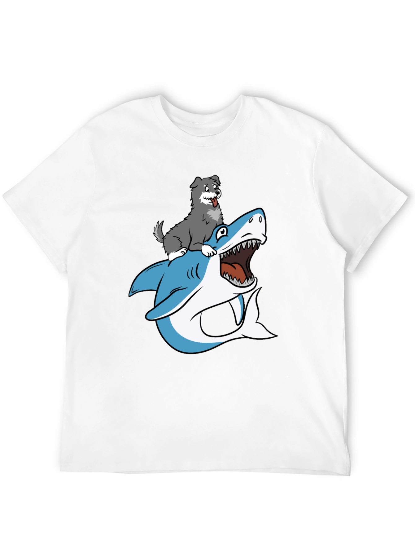 Dog Riding Shark Graphic Tee