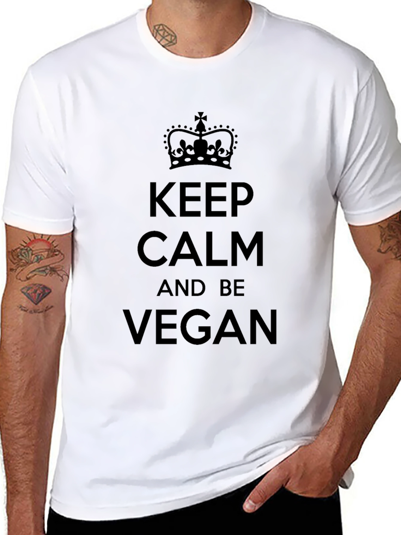 Keep Calm and Be Vegan Black T-Shirt