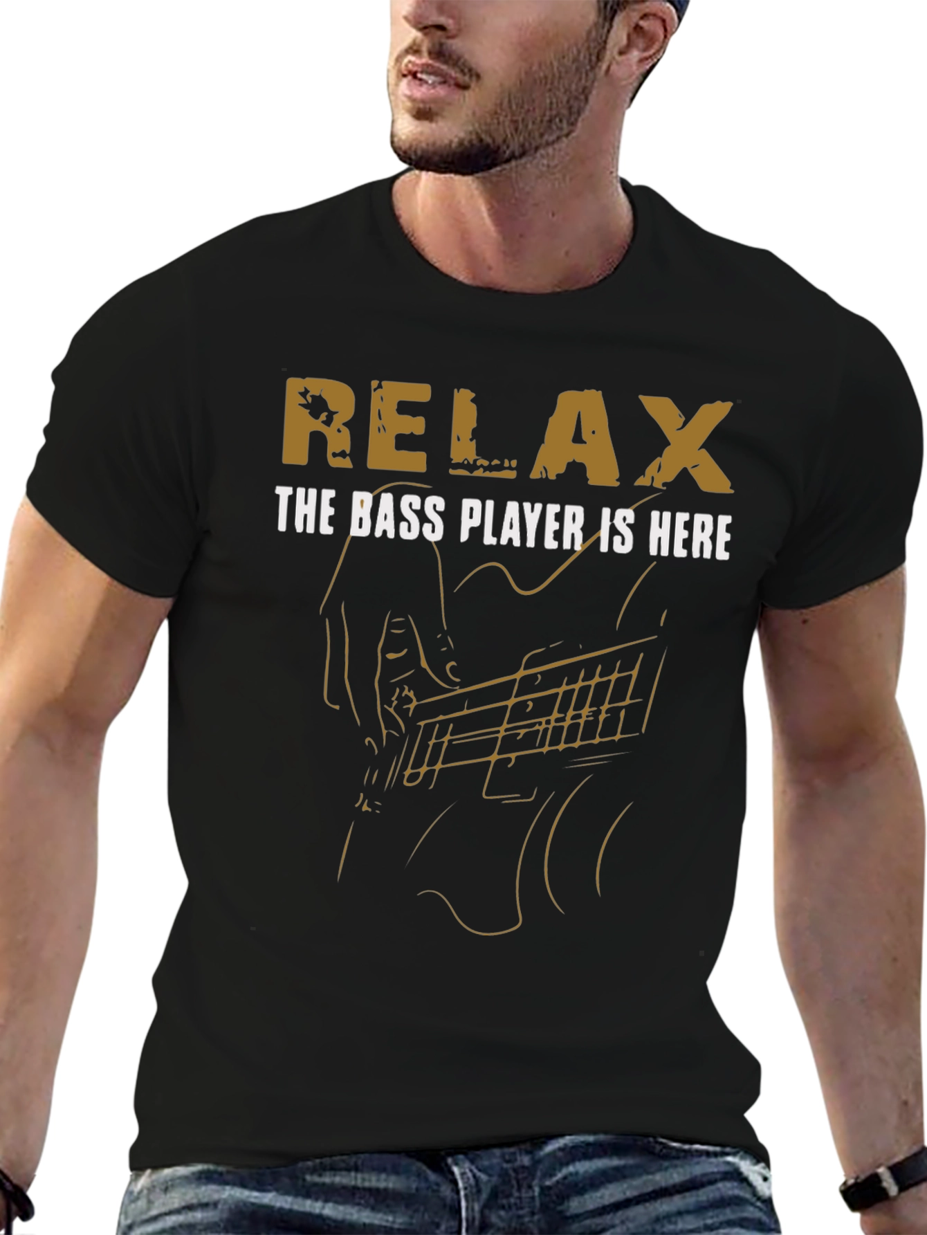 Relax The Bass Player Is Here Black T-Shirt