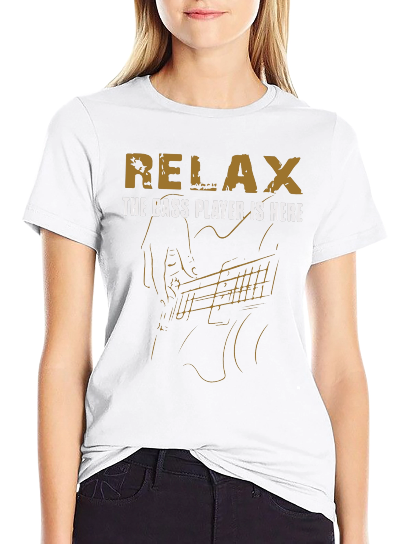 Relax The Bass Player Is Here Black T-Shirt