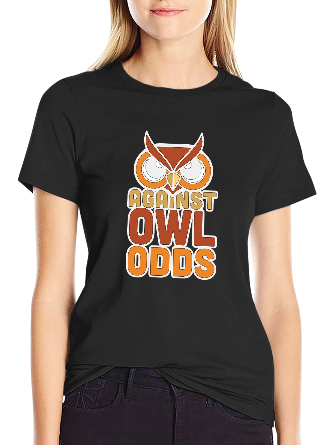 Against Owl Odds Graphic T-Shirt - Black