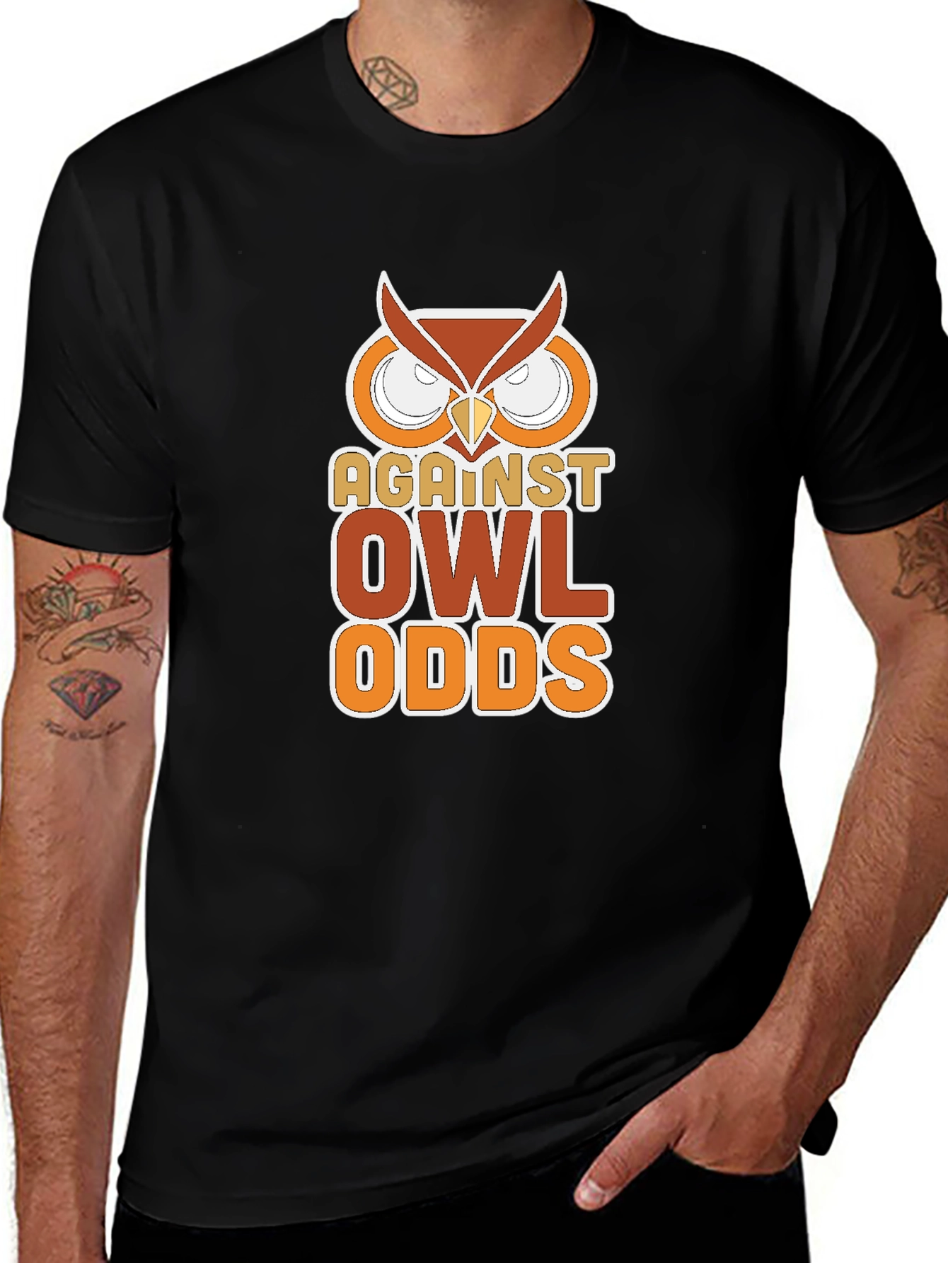 Against Owl Odds Graphic T-Shirt - Black