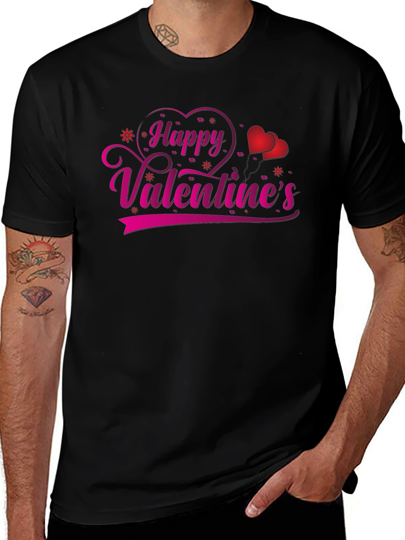 Happy Valentines Day Black T-Shirt