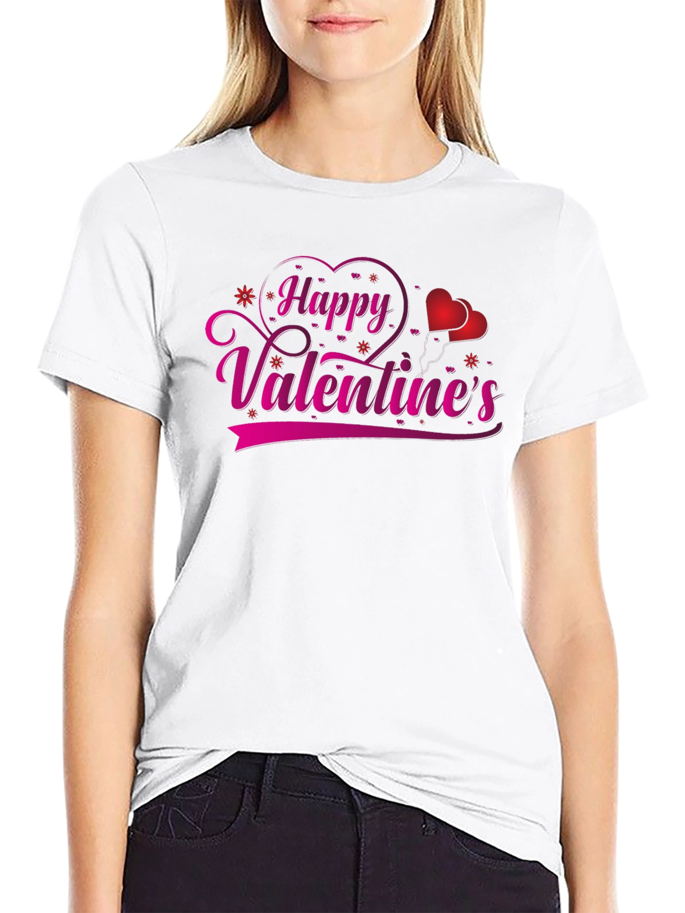 Happy Valentines Day Black T-Shirt