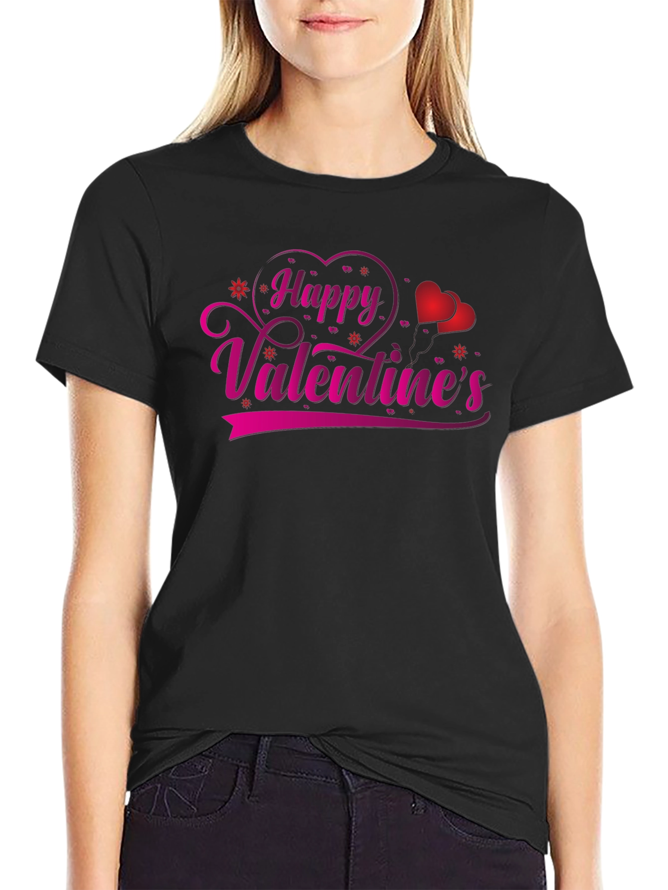 Happy Valentines Day Black T-Shirt