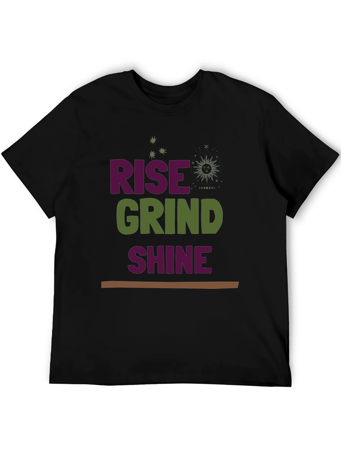 Rise Grind Shine Graphic Tee - Motivational Black T-Shirt