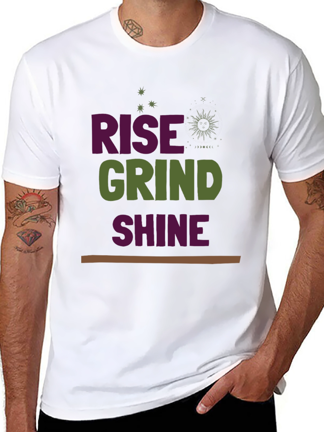 Rise Grind Shine Graphic Tee - Motivational Black T-Shirt