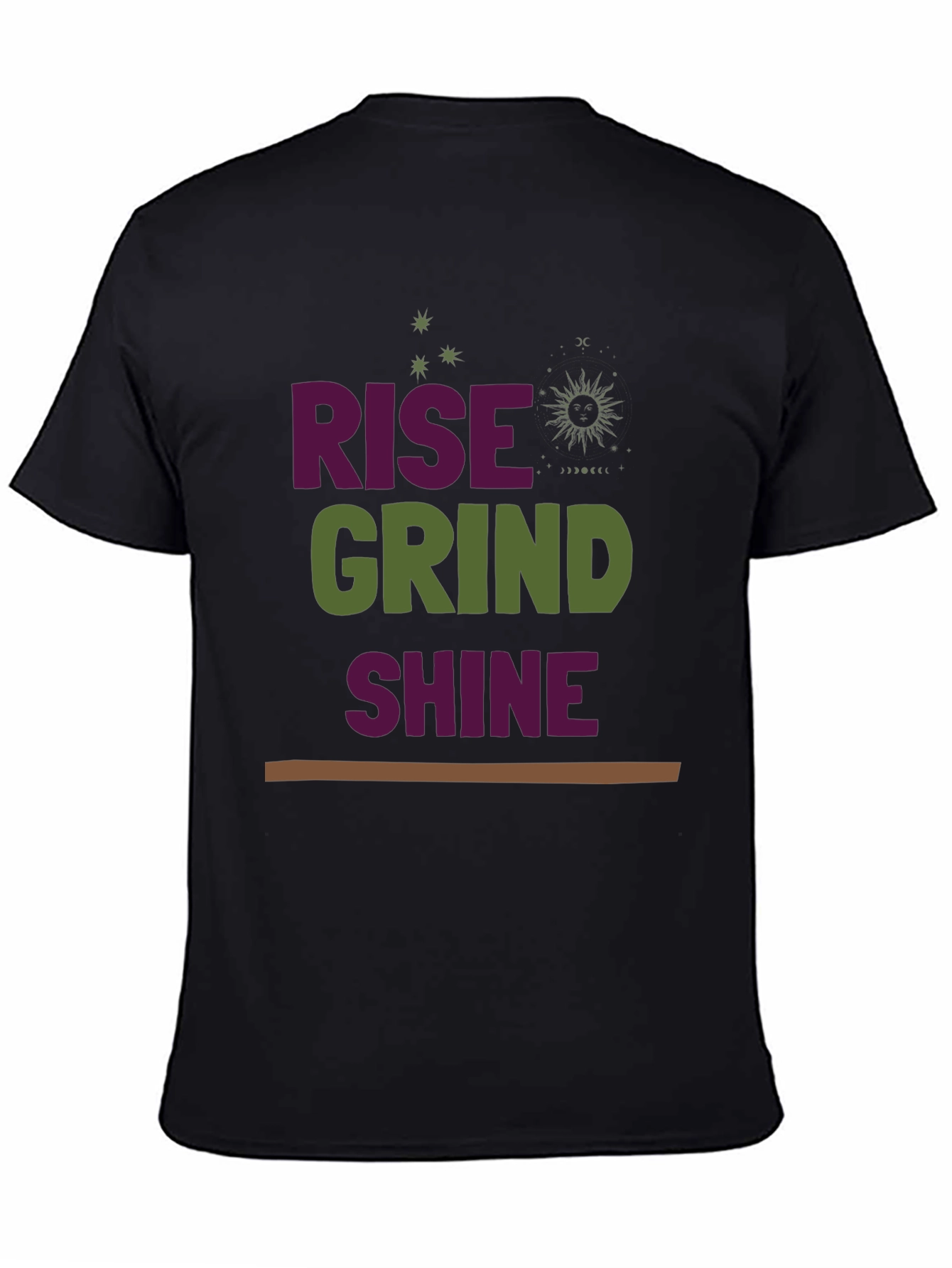 Rise Grind Shine Graphic Tee - Motivational Black T-Shirt