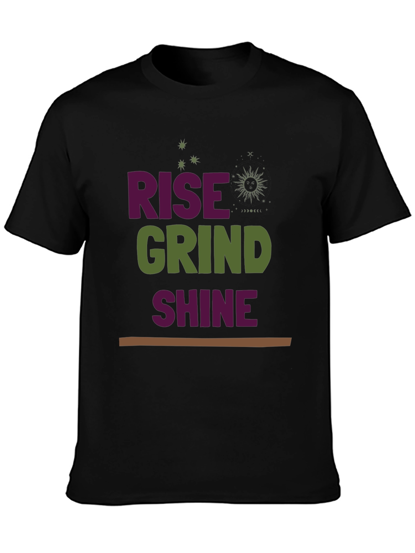 Rise Grind Shine Graphic Tee - Motivational Black T-Shirt