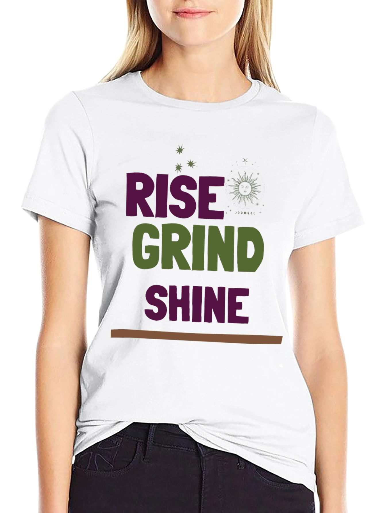 Rise Grind Shine Graphic Tee - Motivational Black T-Shirt