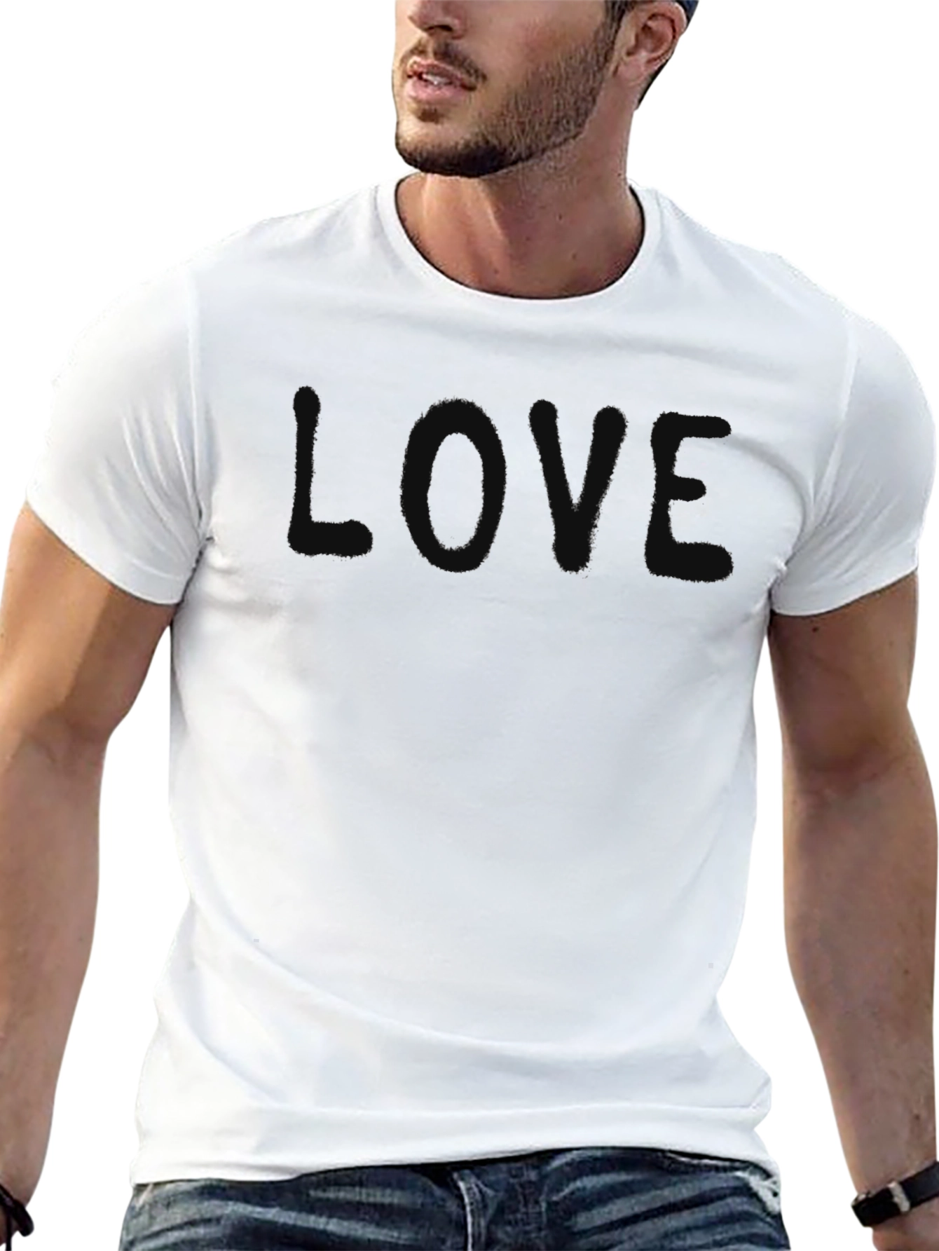 Mens Black LOVE Graphic Tee - Casual Comfort