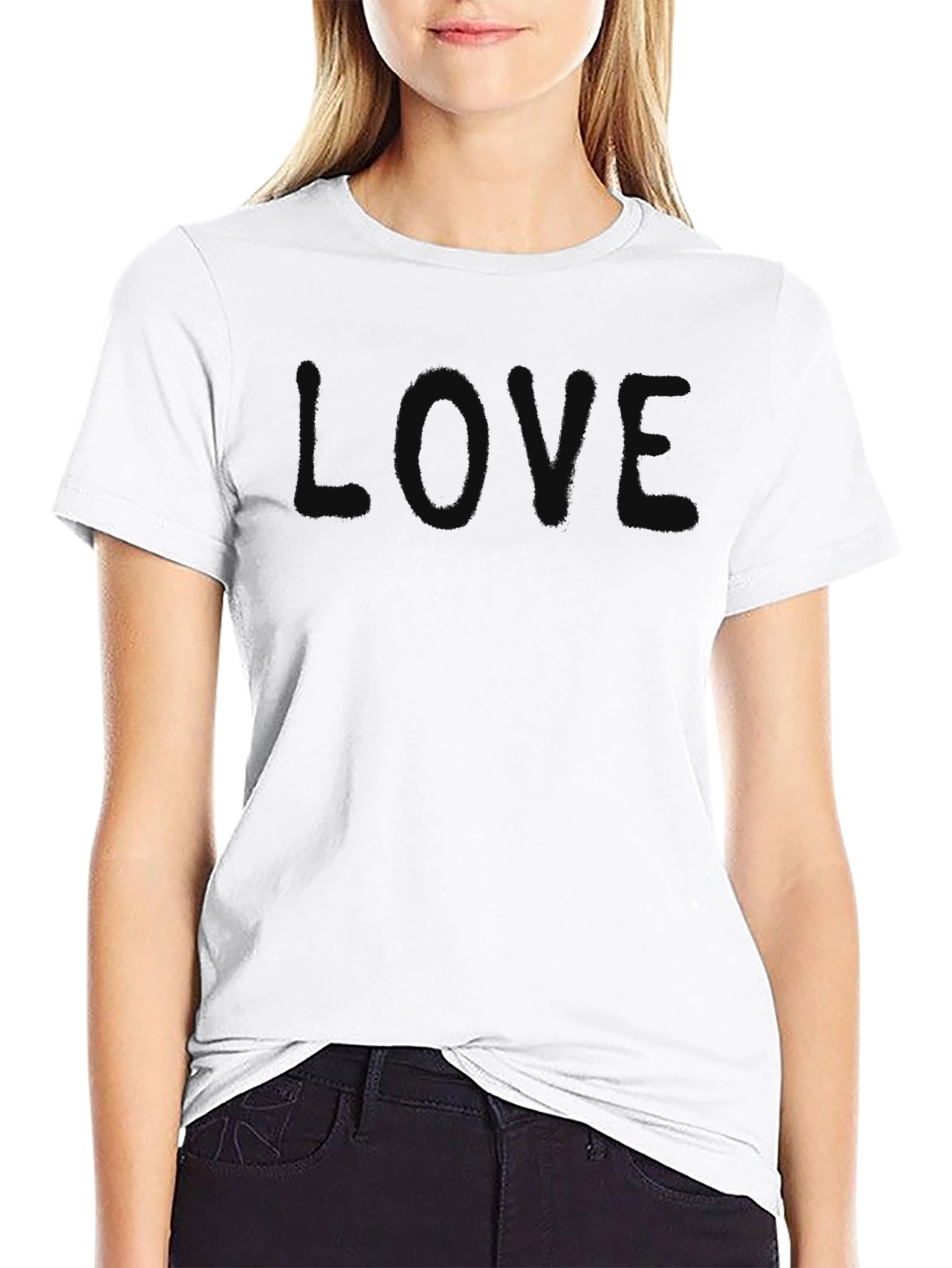 Mens Black LOVE Graphic Tee - Casual Comfort