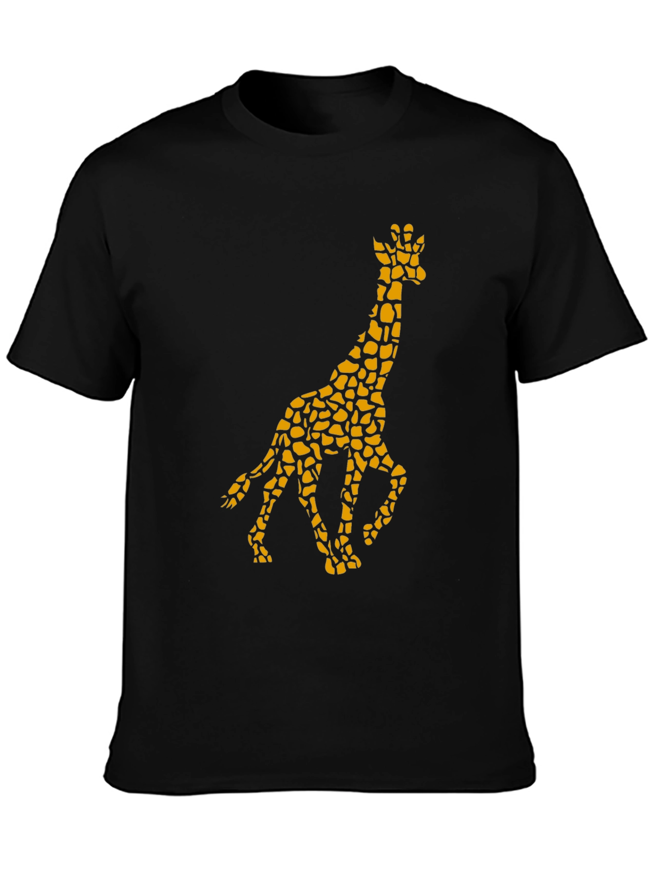 Giraffe Print Mens Black T-Shirt