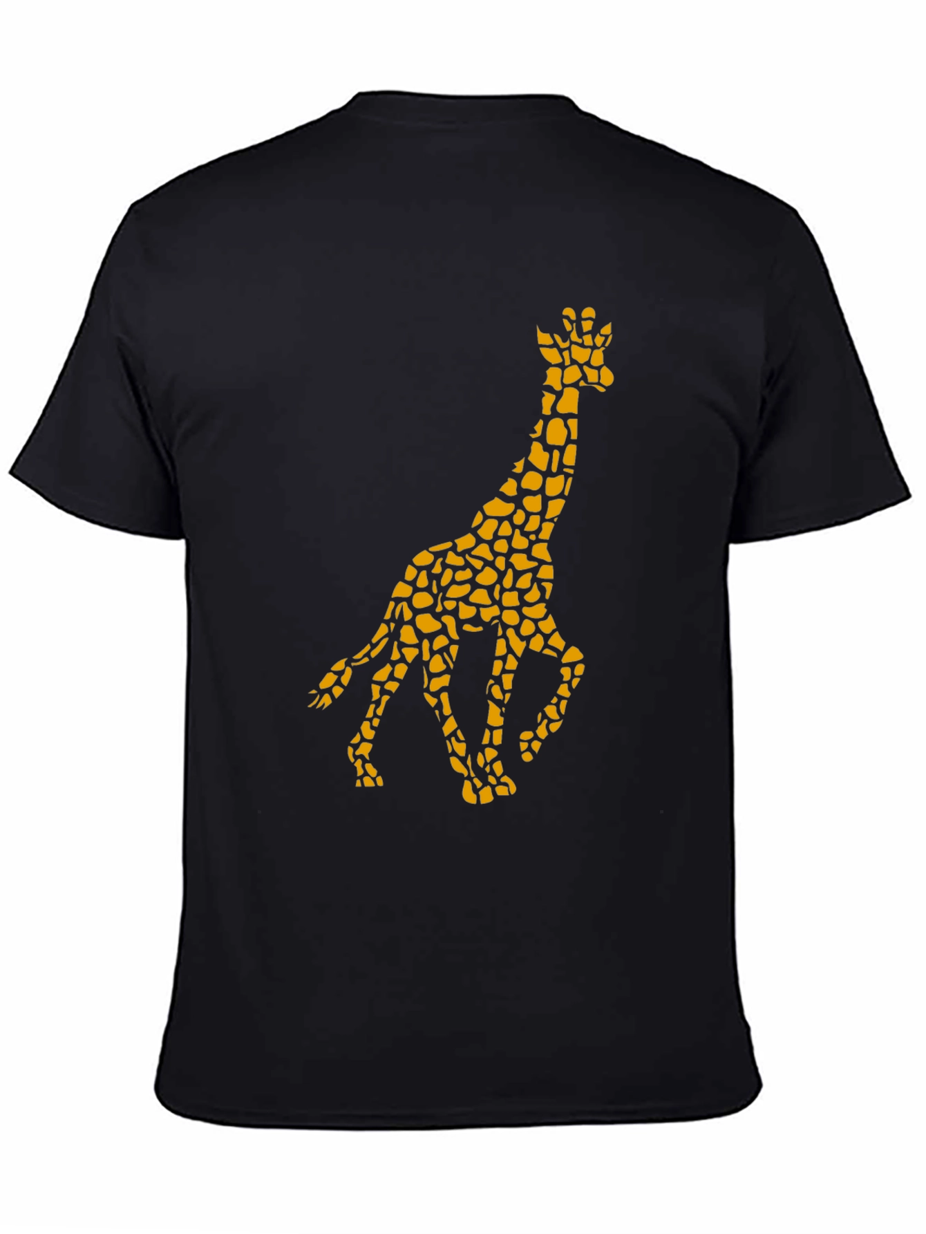 Giraffe Print Mens Black T-Shirt