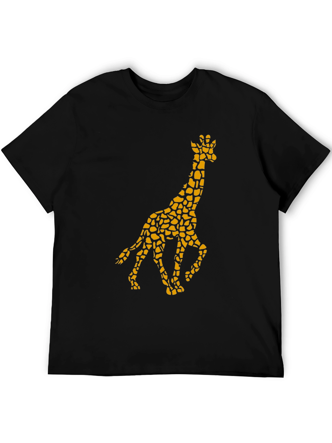 Giraffe Print Mens Black T-Shirt
