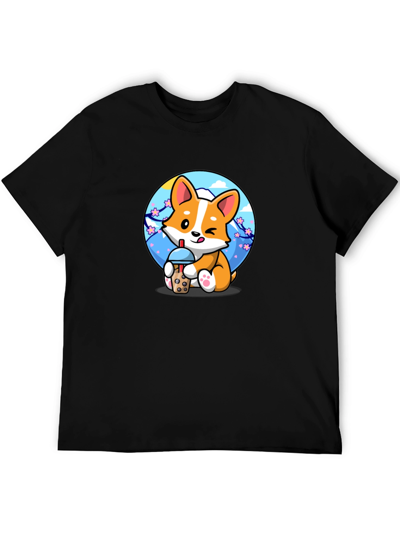 Cute Corgi Boba Tea Graphic Tee