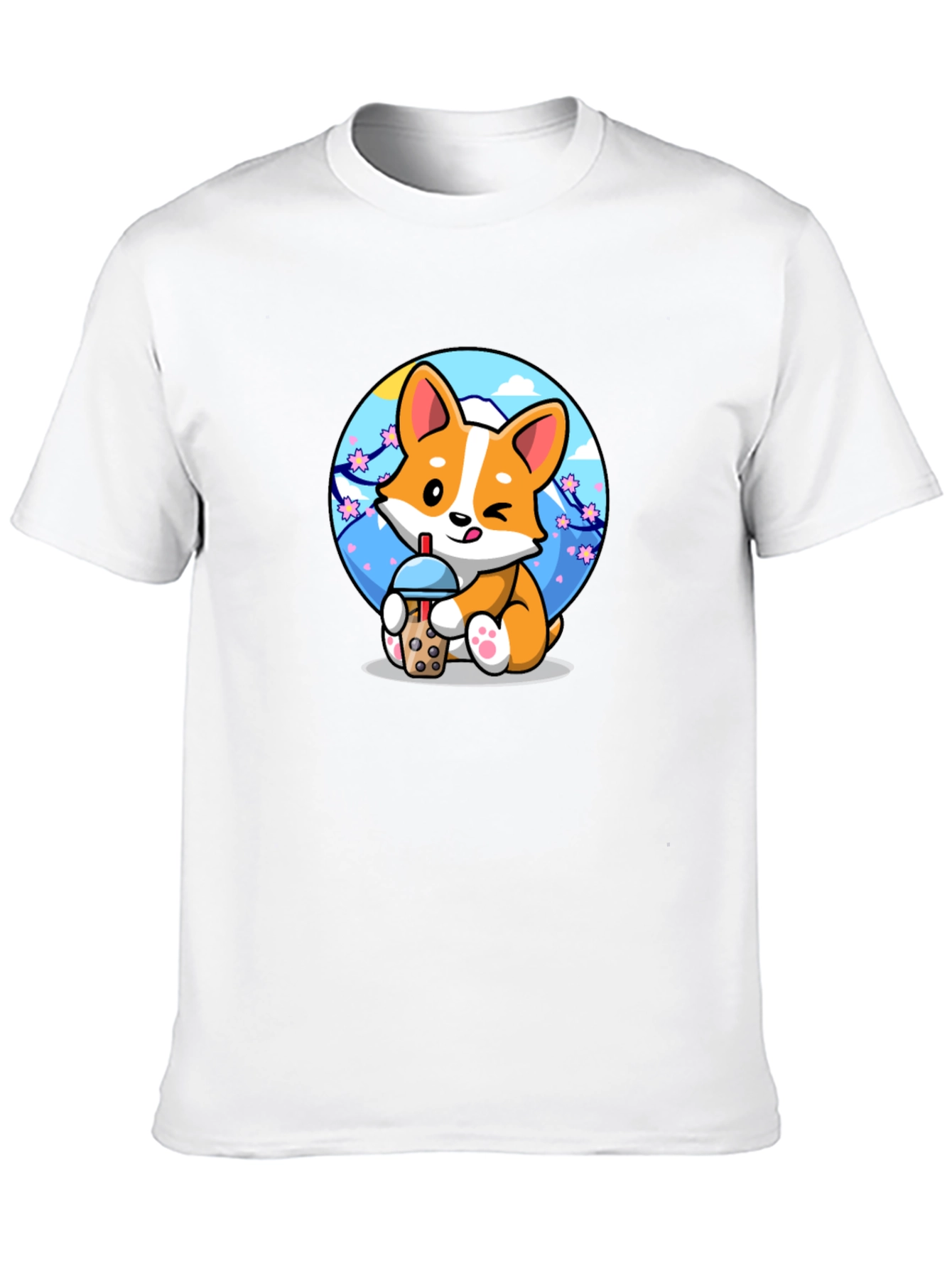 Cute Corgi Boba Tea Graphic Tee