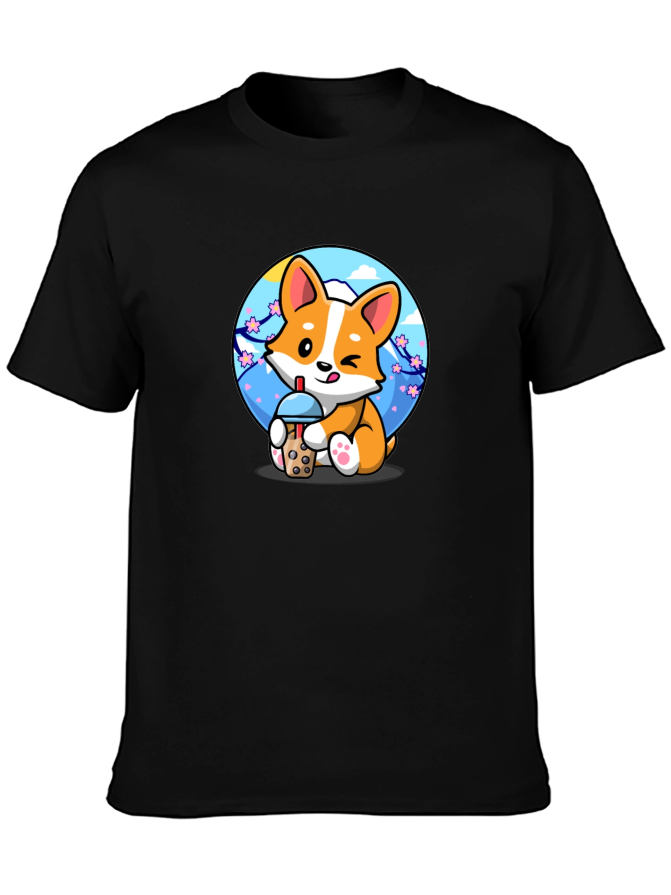 Cute Corgi Boba Tea Graphic Tee