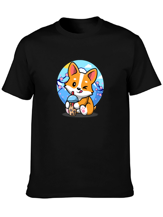 Cute Corgi Boba Tea Graphic Tee