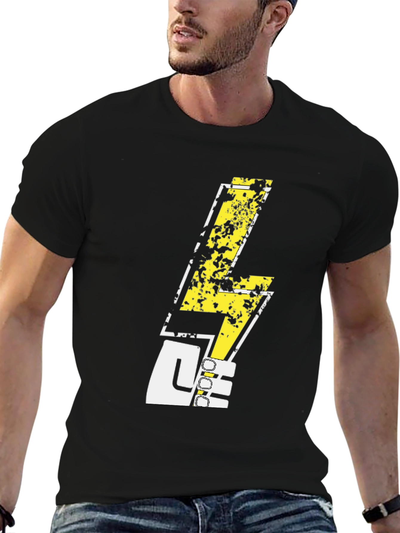 Electric Strike Graphic Tee - Black Cotton T-Shirt