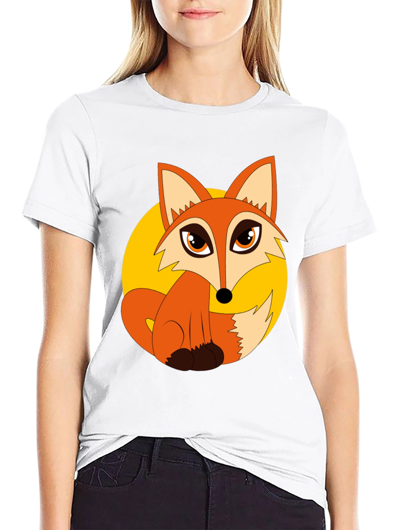 Cartoon Fox Graphic T-Shirt