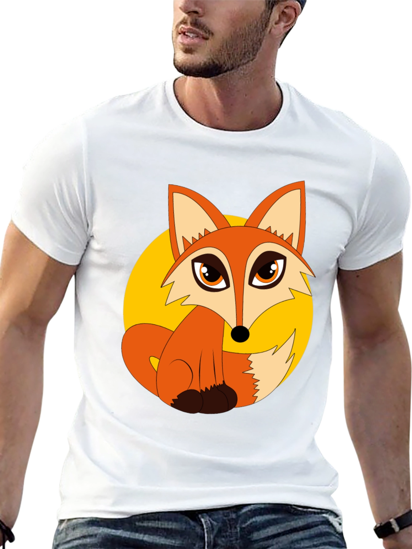 Cartoon Fox Graphic T-Shirt