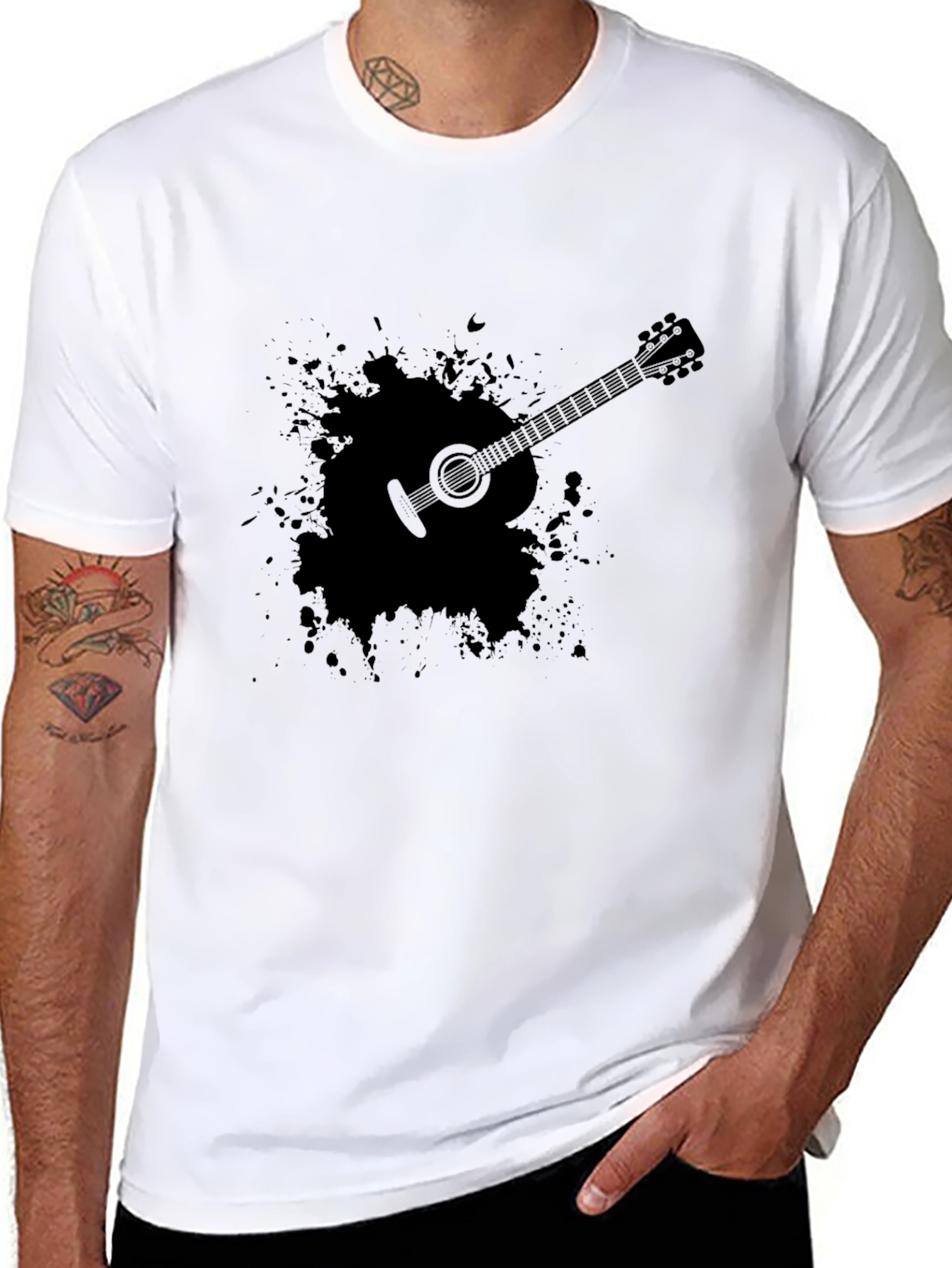 Guitar Splash T-Shirt - Mens Black Tee