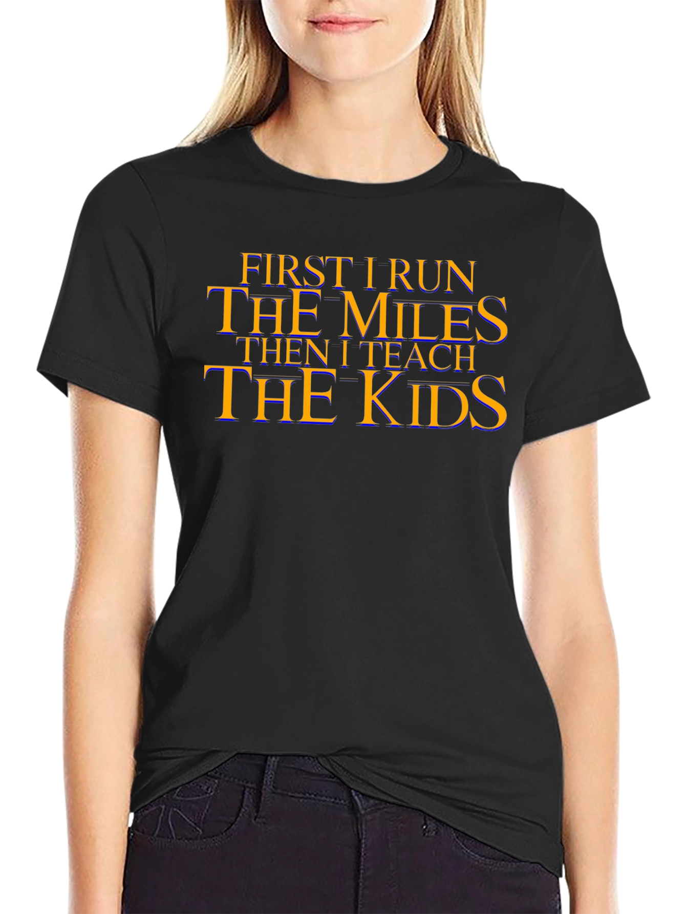 Run the Miles Teach the Kids Black Graphic Tee