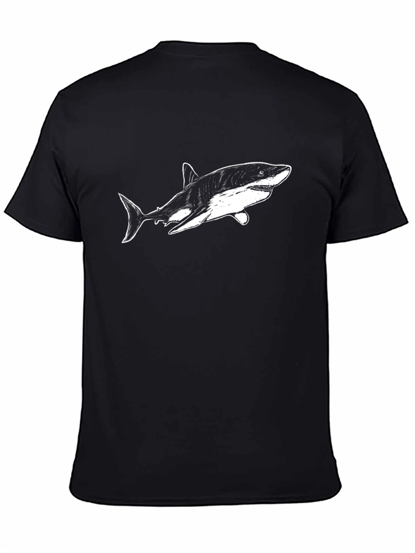 Shark Graphic Tee - Mens Black Cotton T-Shirt